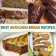 collage of avocado bread recipes.