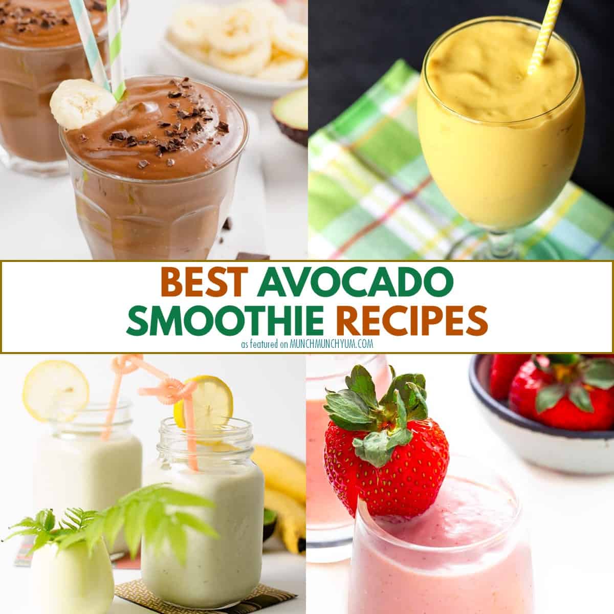 collage of avocado smoothie recipes.