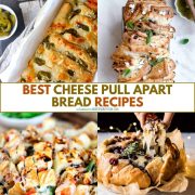 collage of cheesy pull apart bread recipes.