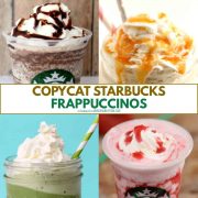 collage of copycat starbucks frappuccino recipes.
