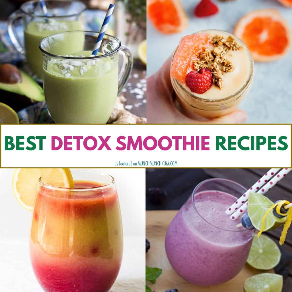 collage of detox smoothie recipes.