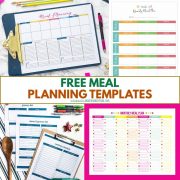 collage of various free meal planning templates.