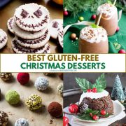 collage of gluten free christmas dessert recipes.