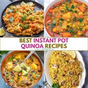 collage of instant pot recipes with quinoa.