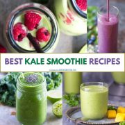 collage of kale smoothie recipes.