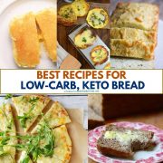 collage of keto, low carb bread recipes.