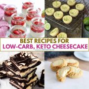collage of keto, low carb cheesecake recipes.