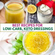collage of keto, low carb salad dressing recipes.