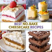collage of no-bake cheesecake recipes.
