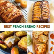 collage of peach bread recipes.