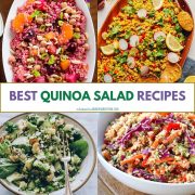 collage of quinoa salad recipes.
