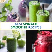 collage of spinach smoothie recipes.