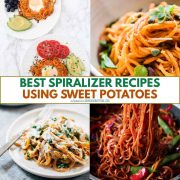 collage of sweet potato spiralizer recipes.