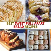 collage of sweet pull apart bread recipes.