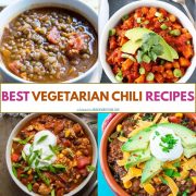collage of vegetarian chili recipes.