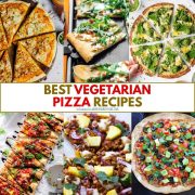 collage of vegetarian pizza recipes.