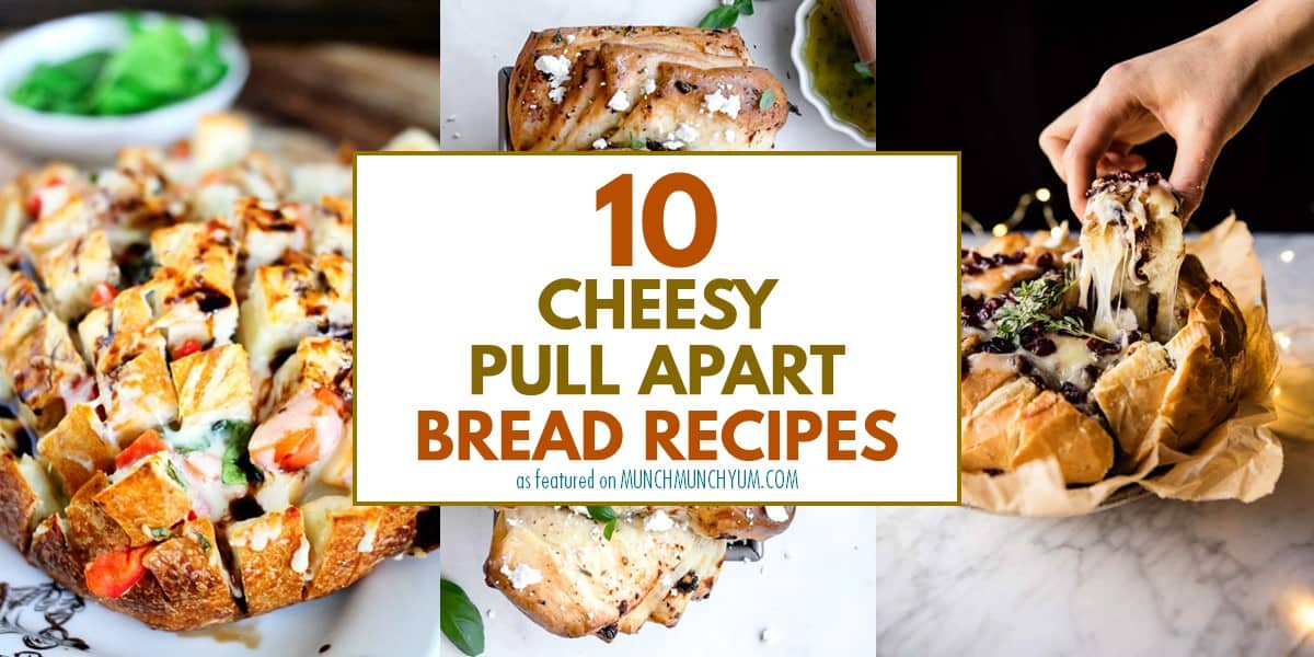 collage of easy cheese pull apart bread recipes.