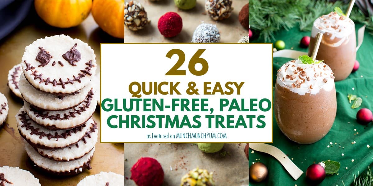 collage of easy gluten-free, paleo christmas cookie recipes.