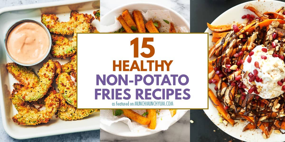collage of easy healthy non-potato fries recipes.