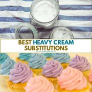 heavy cream substitute in jar and cupcakes.
