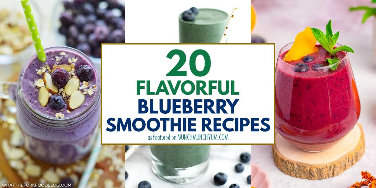 collage of easy blueberry smoothie recipes.