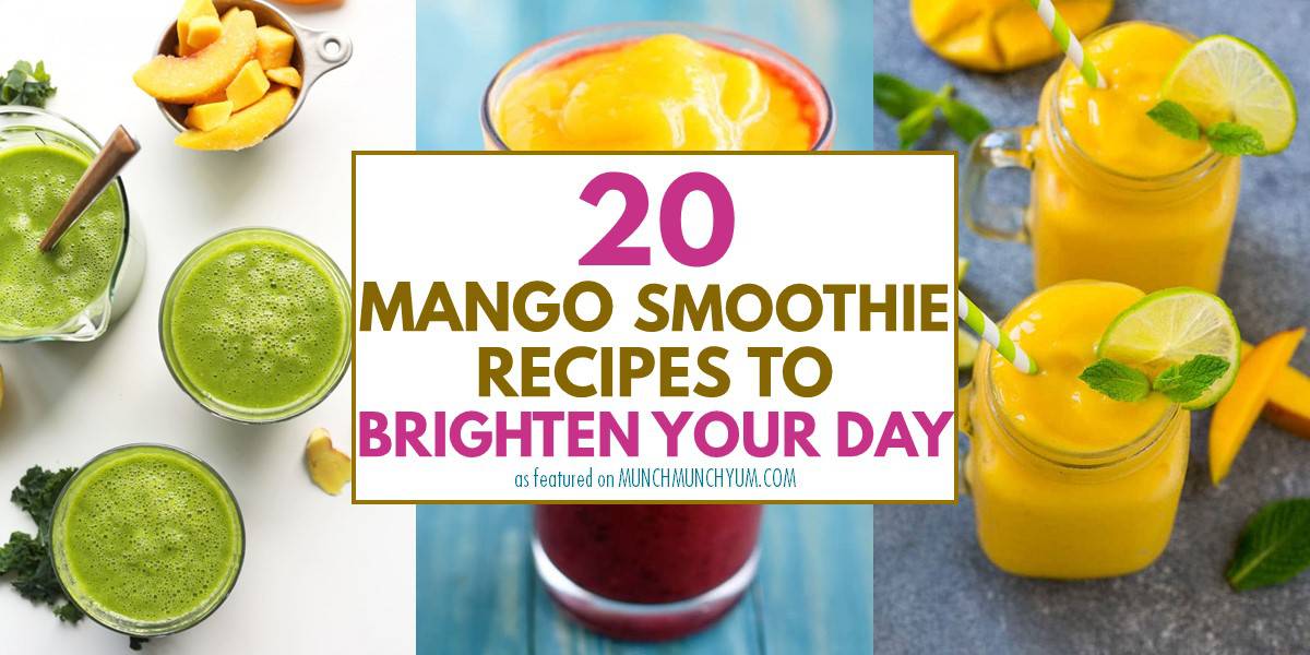 collage of easy mango smoothie recipes.