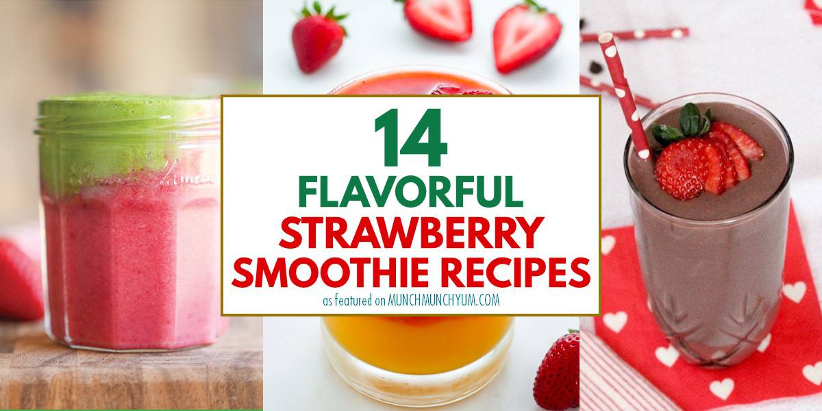 collage of easy strawberry smoothie recipes.