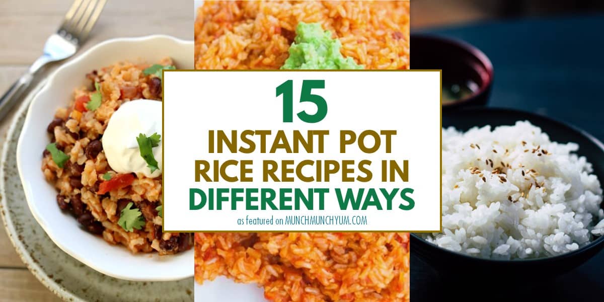 collage of easy instant pot rice recipes with different types of grains.