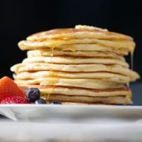 stack of keto pancakes for recipe card.