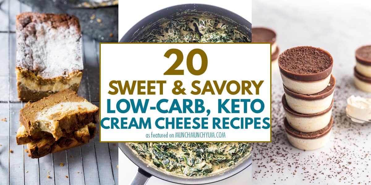 collage of easy low carb, keto cream cheese recipes.