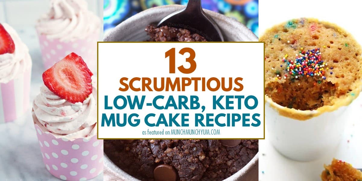 collage of easy low carb, keto mug cake recipes.