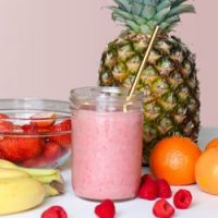 simple pineapple smoothie for recipe card.