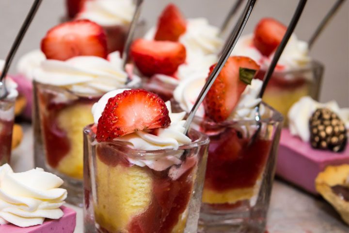 easy mini strawberry shortcake recipe in shotglass.