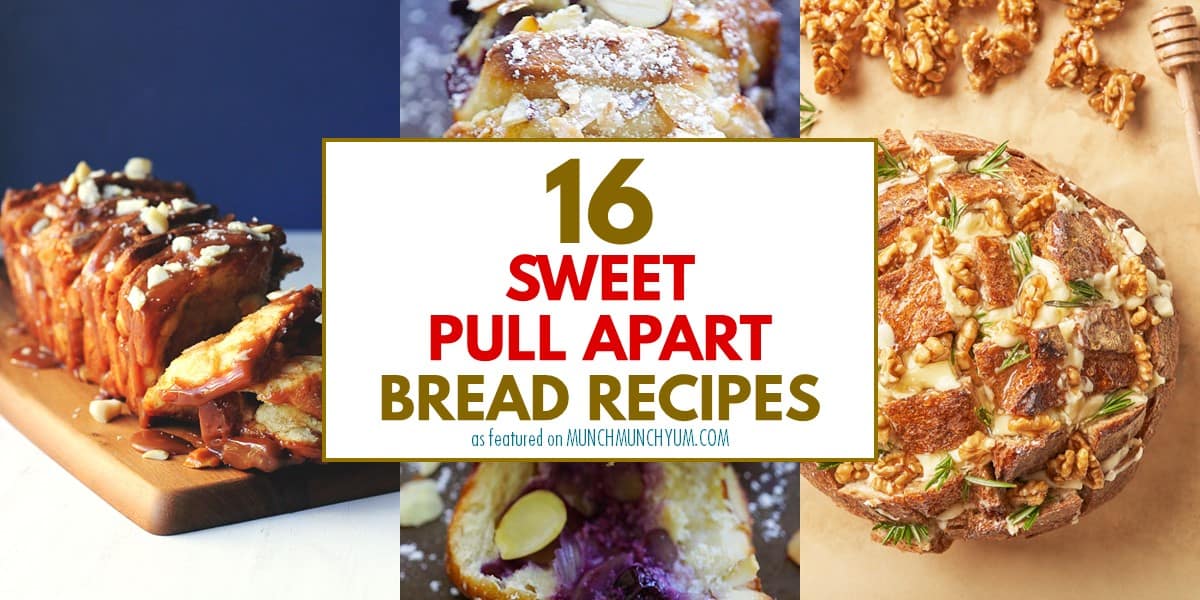 collage of easy sweet pull apart bread recipes.