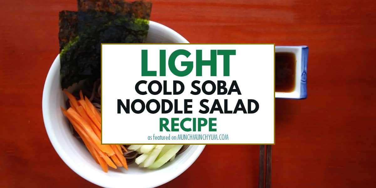close up of vegetarian cold soba noodle salad recipe.