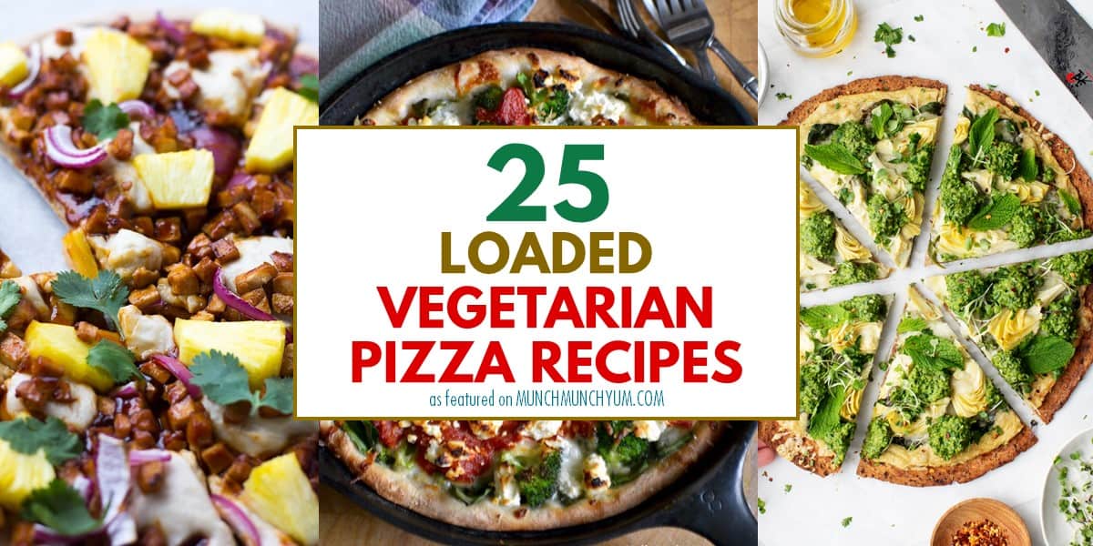 collage of quick vegetarian pizza recipes.